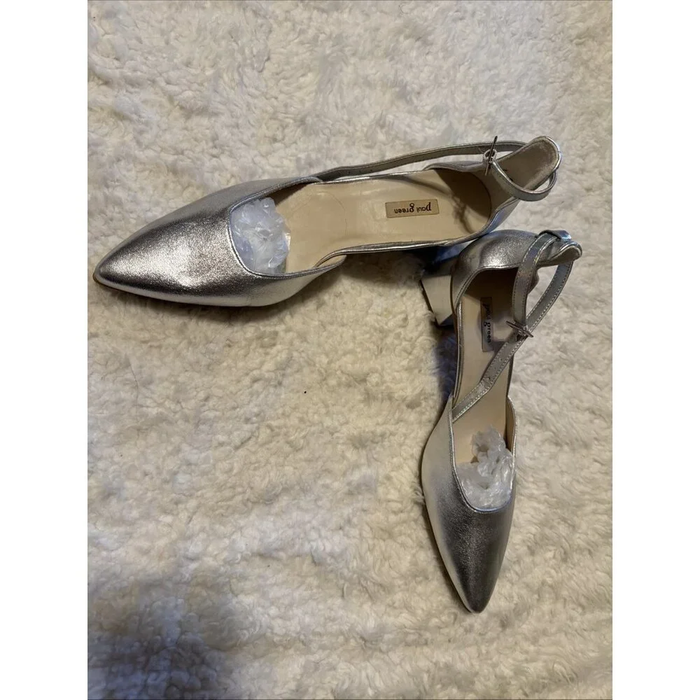 Paul Green Nicki Mary Jane  Heels Shoes Womens Size 6 US 4 UK Silver Leather
